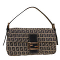 FENDI Zucca Canvas Mamma Baguette Shoulder Bag Navy 222826424018 yk6884B
