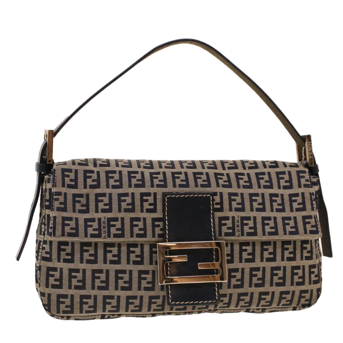 FENDI Zucca Canvas Mamma Baguette Shoulder Bag Navy 222826424018 yk6884B