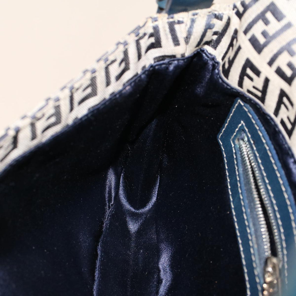 FENDI Zucca Canvas Mamma Baguette Shoulder Bag Navy 222826424018 yk6884B