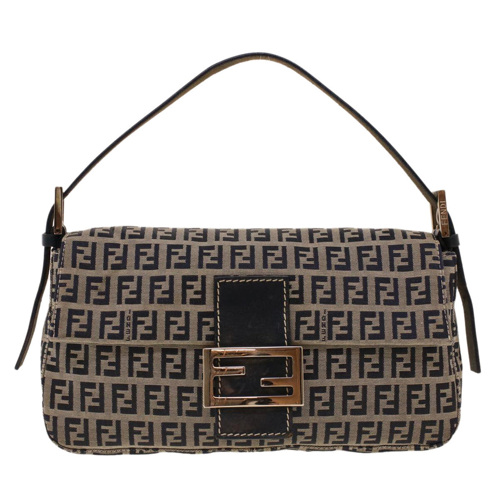 FENDI Zucca Canvas Mamma Baguette Shoulder Bag Navy 222826424018 yk6884B