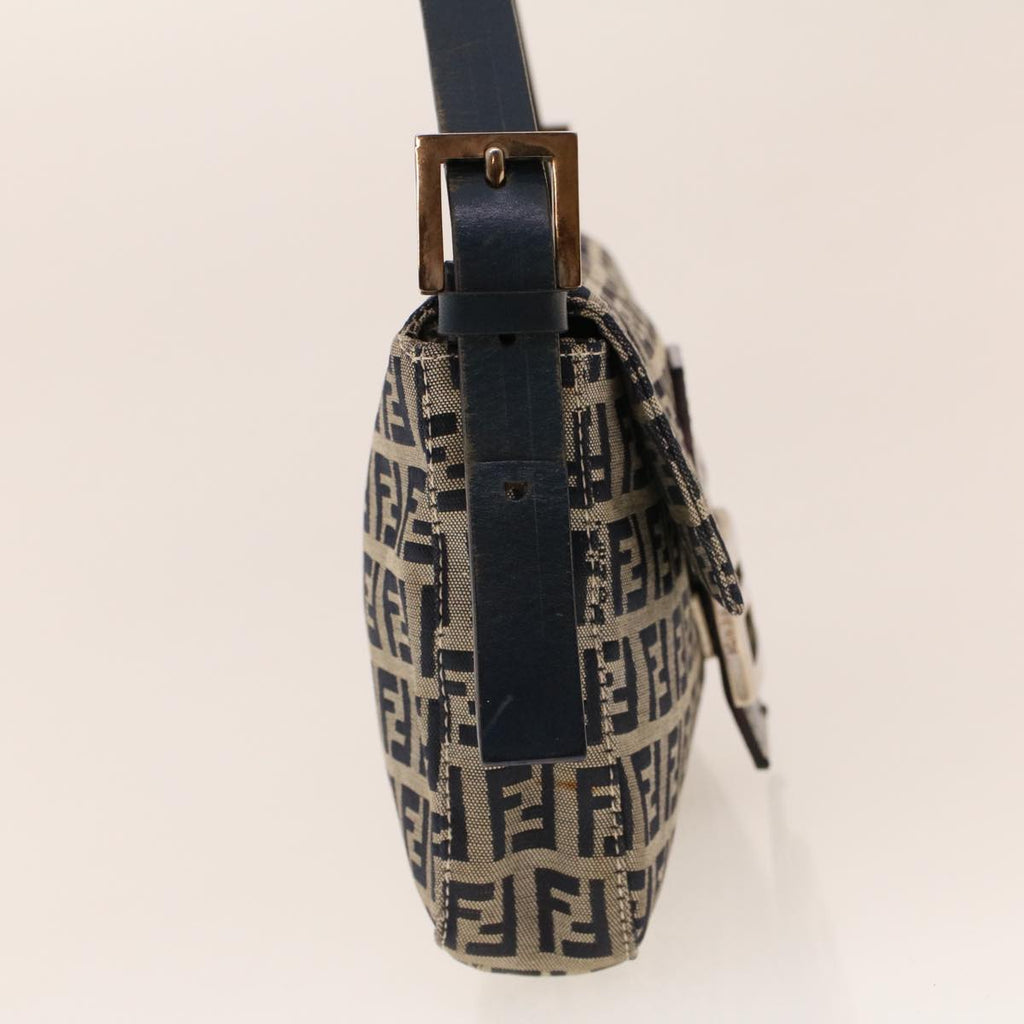 FENDI Zucca Canvas Mamma Baguette Shoulder Bag Navy 222826424018 yk6884B