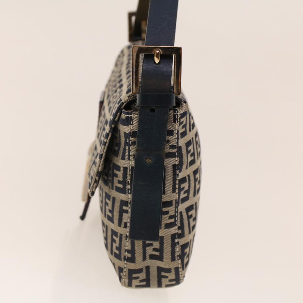 FENDI Zucca Canvas Mamma Baguette Shoulder Bag Navy 222826424018 yk6884B