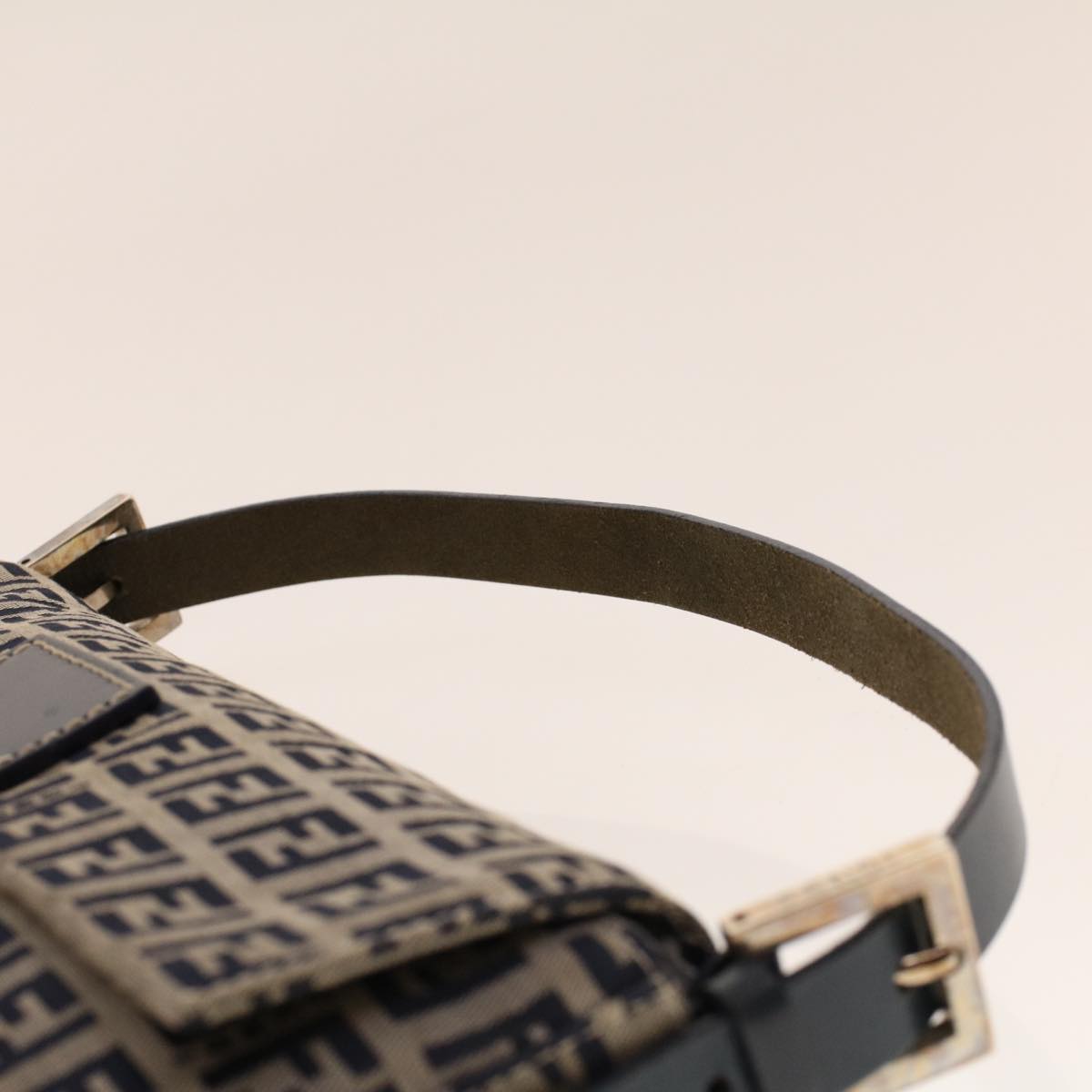 FENDI Zucca Canvas Mamma Baguette Shoulder Bag Navy 222826424018 yk6884B