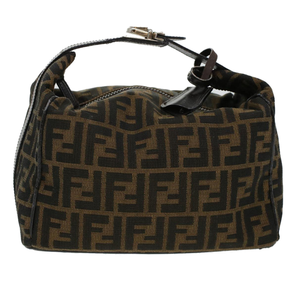 FENDI Zucca Canvas Hand Bag Black Brown yk6888B