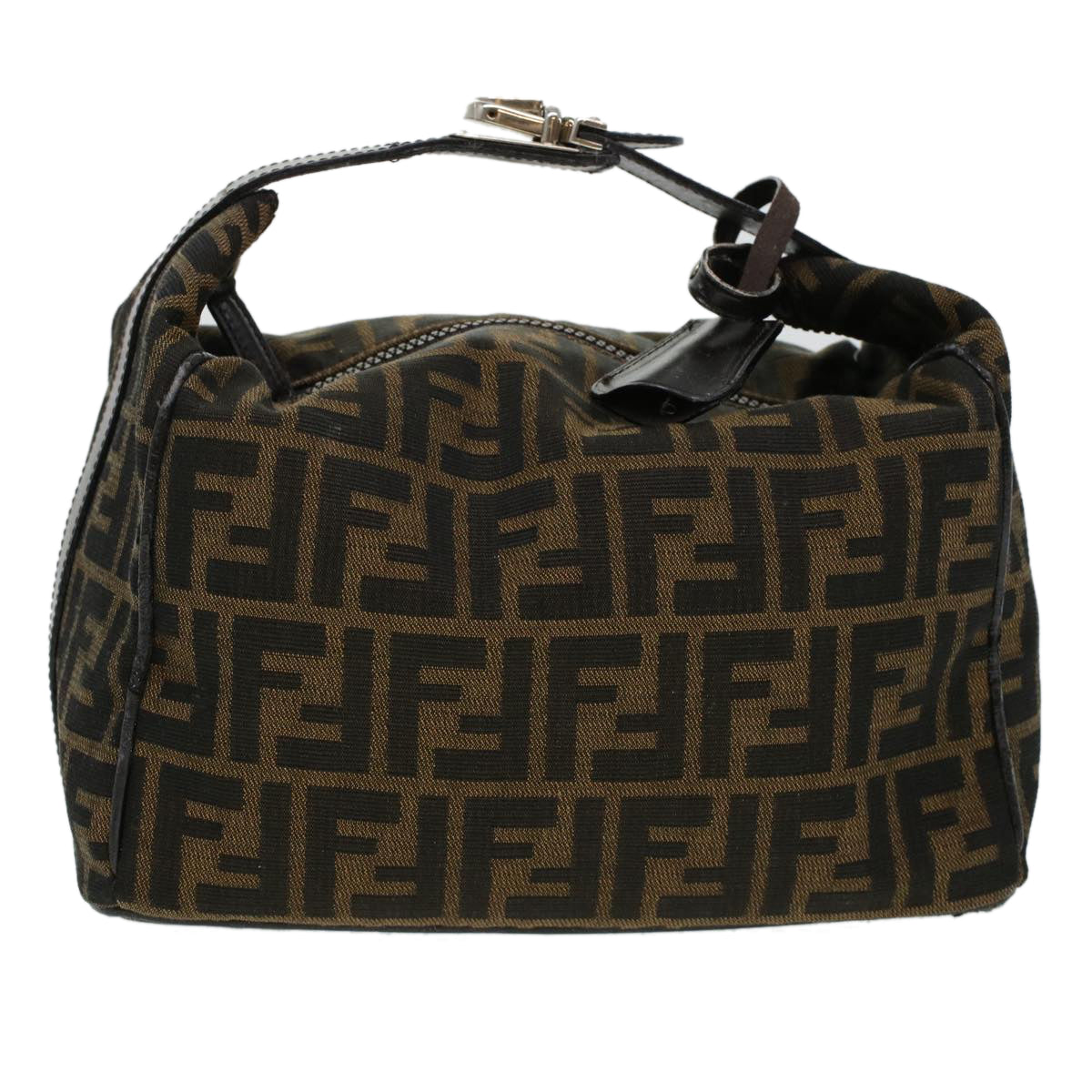 FENDI Zucca Canvas Hand Bag Black Brown yk6888B