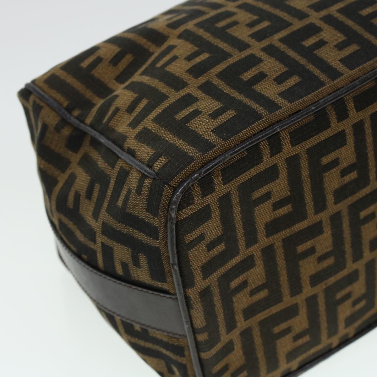 FENDI Zucca Canvas Hand Bag Black Brown yk6888B