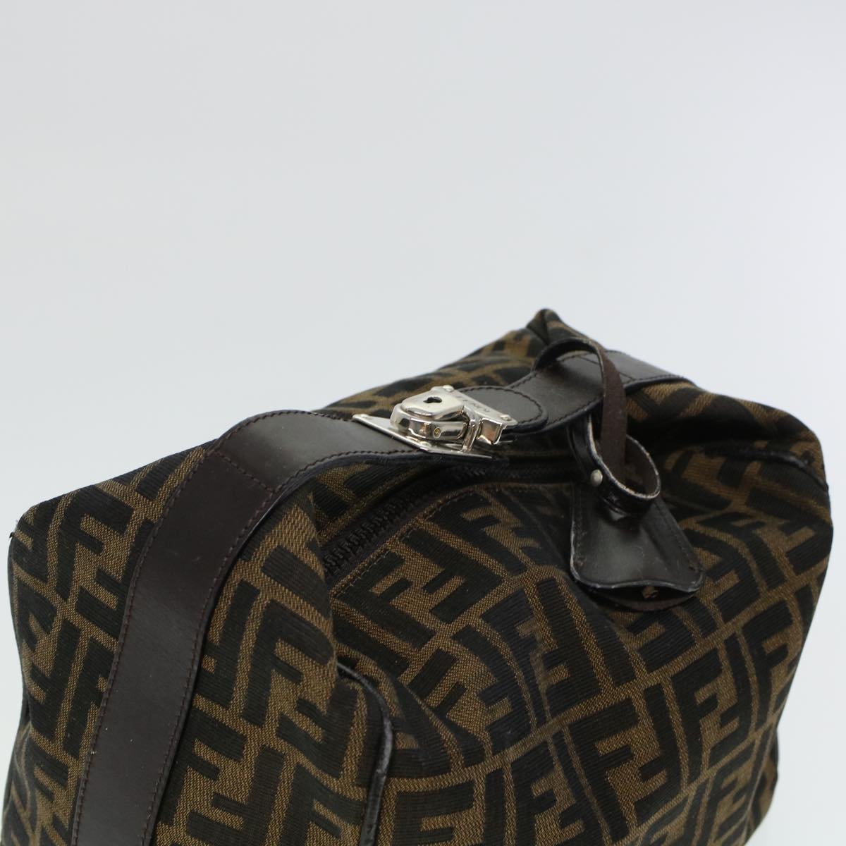 FENDI Zucca Canvas Hand Bag Black Brown yk6888B