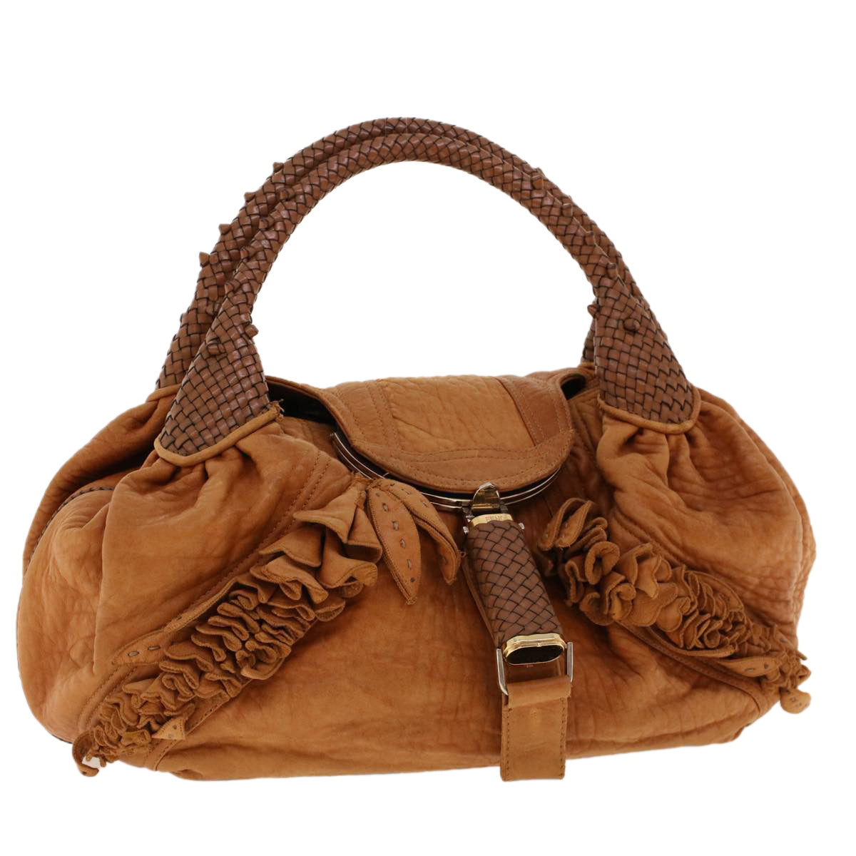 FENDI Spy Bag Hand Bag Leather Brown 2305/8BR511/UN2/068 yk6891B