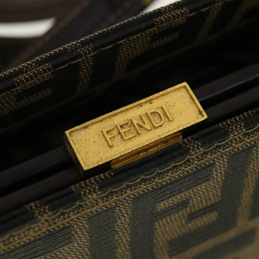 FENDI Zucca Canvas Gamaguchi Shoulder Bag Black Brown 83153430981 yk6898B