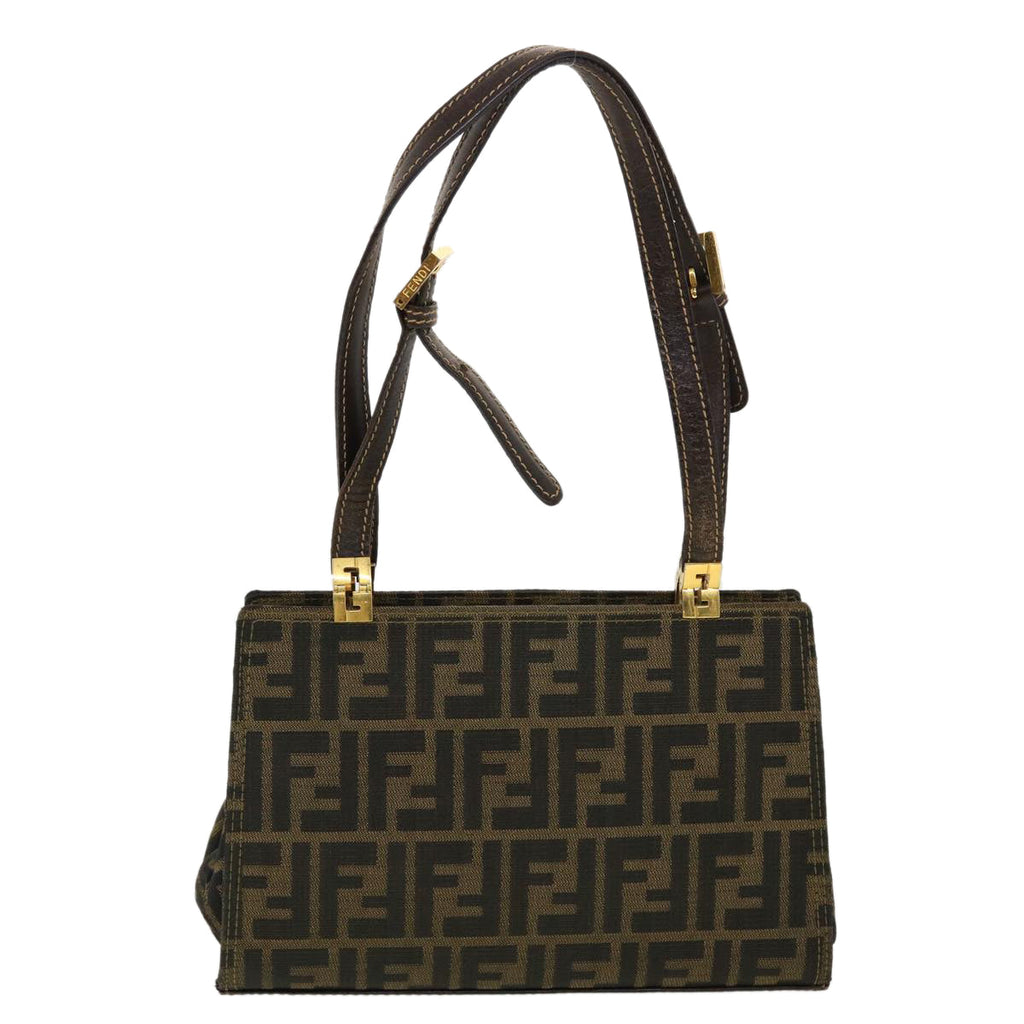 FENDI Zucca Canvas Gamaguchi Shoulder Bag Black Brown 83153430981 yk6898B
