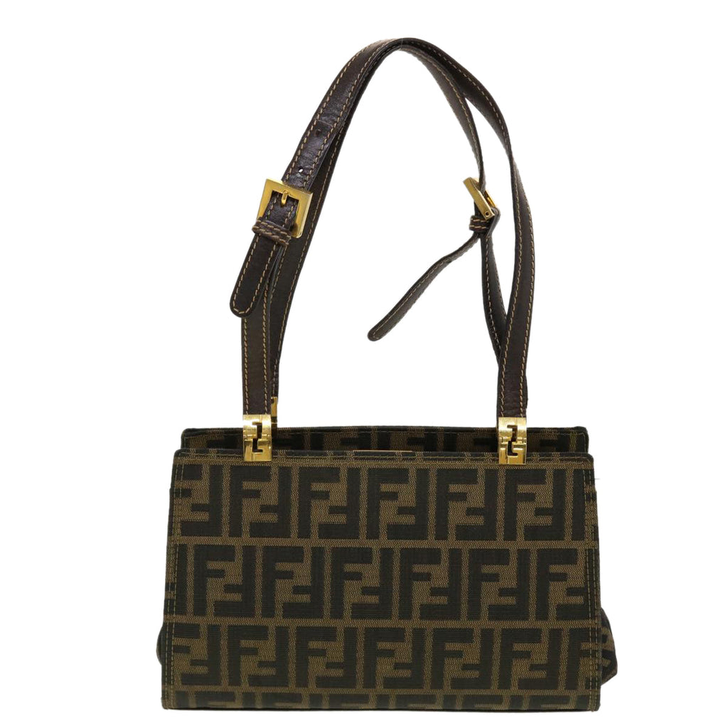 FENDI Zucca Canvas Gamaguchi Shoulder Bag Black Brown 83153430981 yk6898B