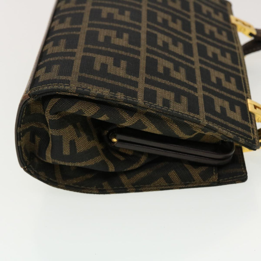 FENDI Zucca Canvas Gamaguchi Shoulder Bag Black Brown 83153430981 yk6898B