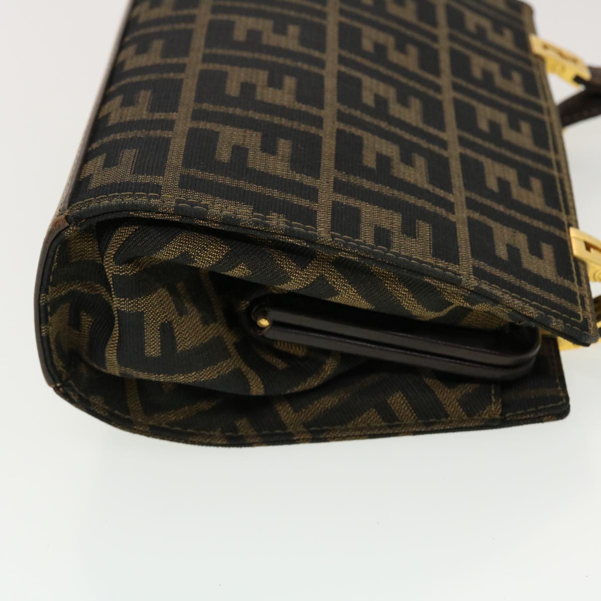 FENDI Zucca Canvas Gamaguchi Shoulder Bag Black Brown 83153430981 yk6898B