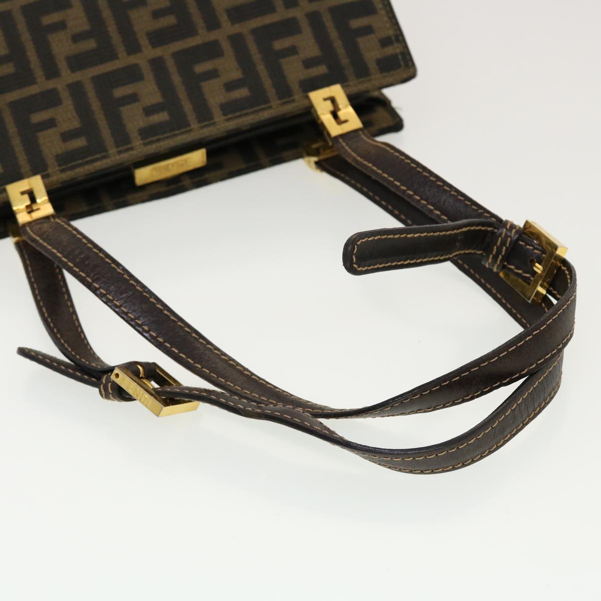 FENDI Zucca Canvas Gamaguchi Shoulder Bag Black Brown 83153430981 yk6898B