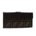 FENDI Zucca Canvas Long Wallet Black Brown 2277-30806-079 yk6910B