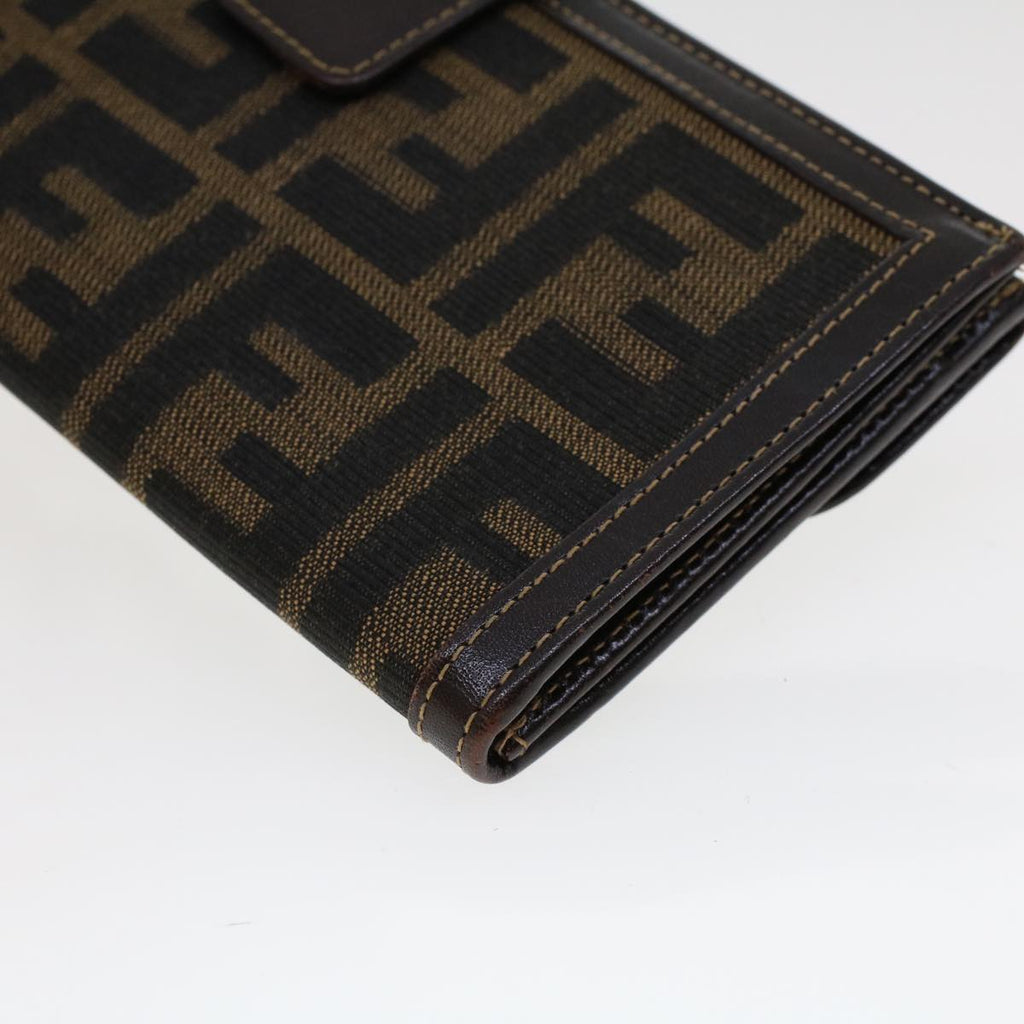 FENDI Zucca Canvas Long Wallet Black Brown 2277-30806-079 yk6910B