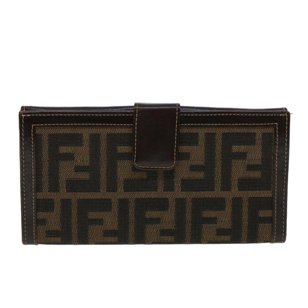 FENDI Zucca Canvas Long Wallet Black Brown 2277-30806-079 yk6910B
