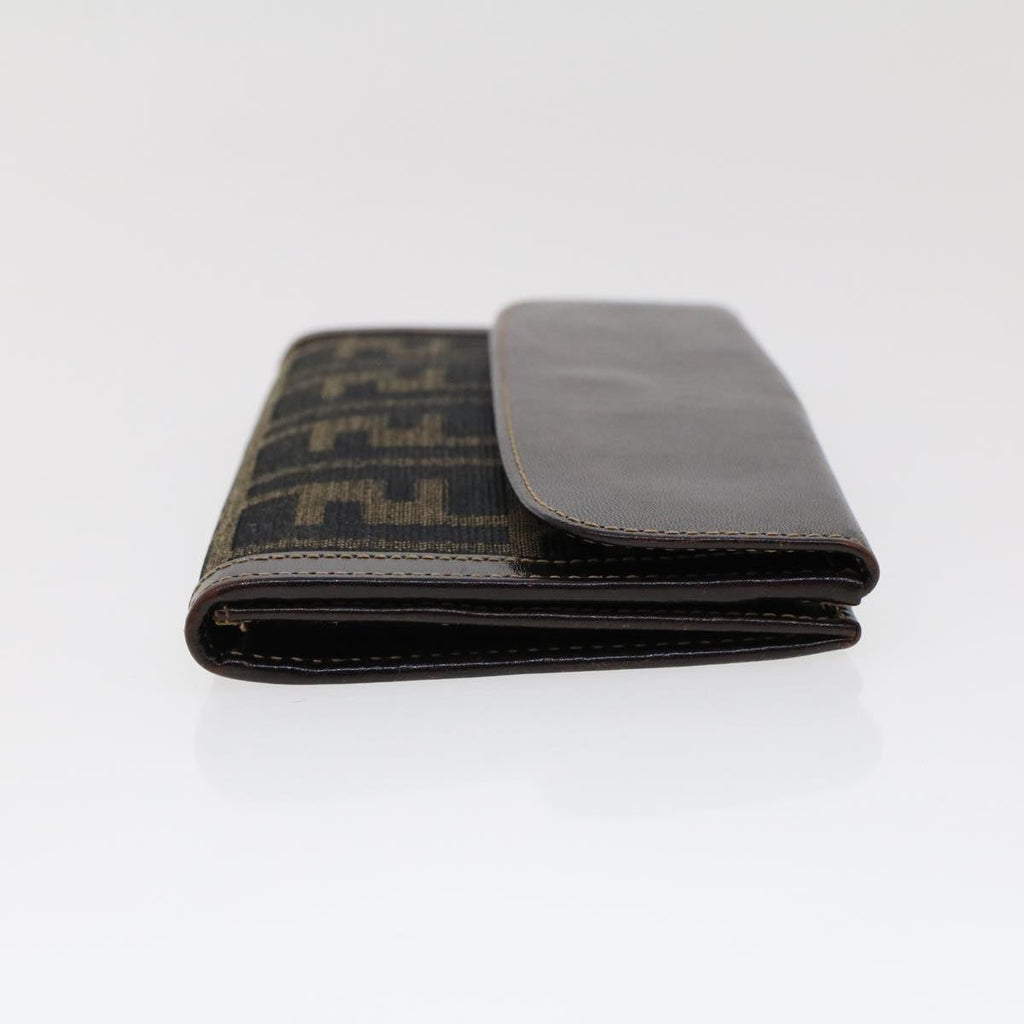 FENDI Zucca Canvas Long Wallet Black Brown 2277-30806-079 yk6910B