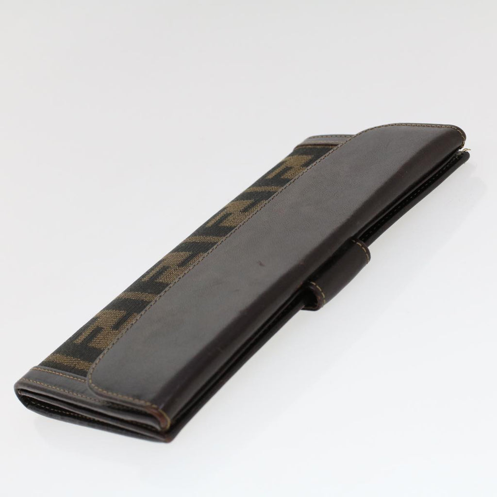 FENDI Zucca Canvas Long Wallet Black Brown 2277-30806-079 yk6910B