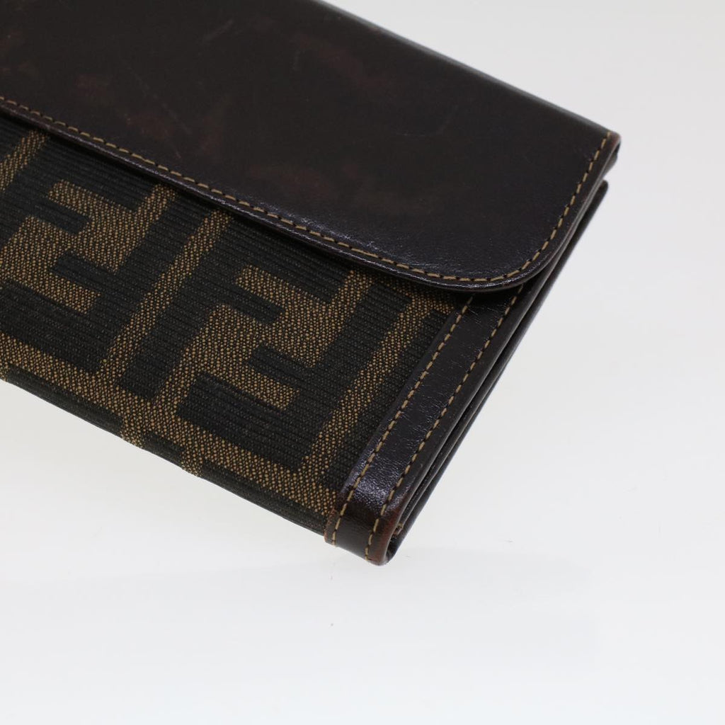 FENDI Zucca Canvas Long Wallet Black Brown 2277-30806-079 yk6910B