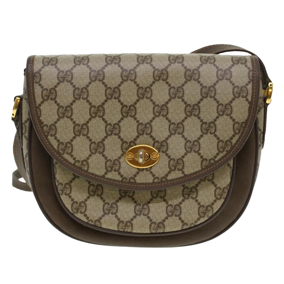GUCCI GG Canvas Turn Lock Shoulder Bag PVC Leather Beige 001.29.0930 yk6942