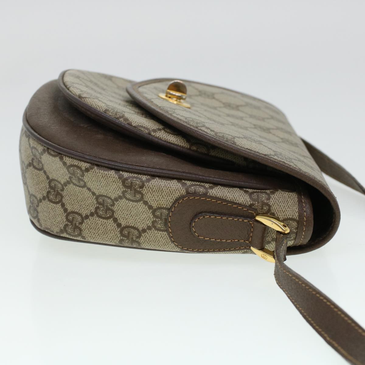 GUCCI GG Canvas Turn Lock Shoulder Bag PVC Leather Beige 001.29.0930 yk6942