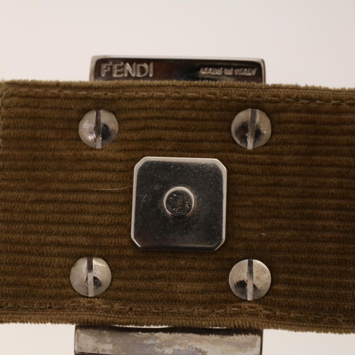 FENDI Shoulder Bag Corduroy Brown yk6963