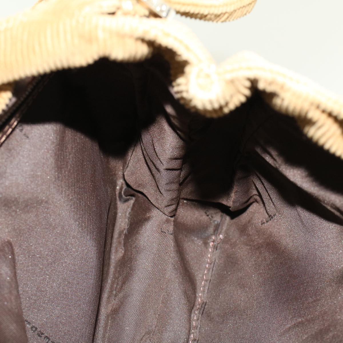 FENDI Shoulder Bag Corduroy Brown yk6963