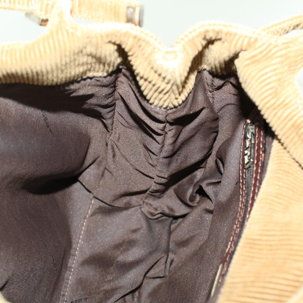 FENDI Shoulder Bag Corduroy Brown yk6963