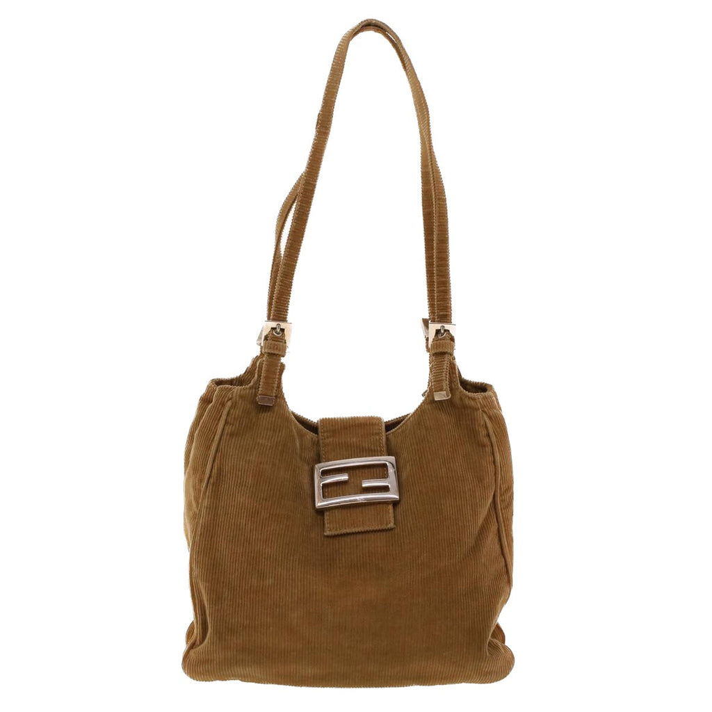 FENDI Shoulder Bag Corduroy Brown yk6963