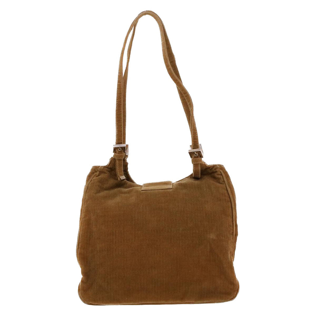 FENDI Shoulder Bag Corduroy Brown yk6963