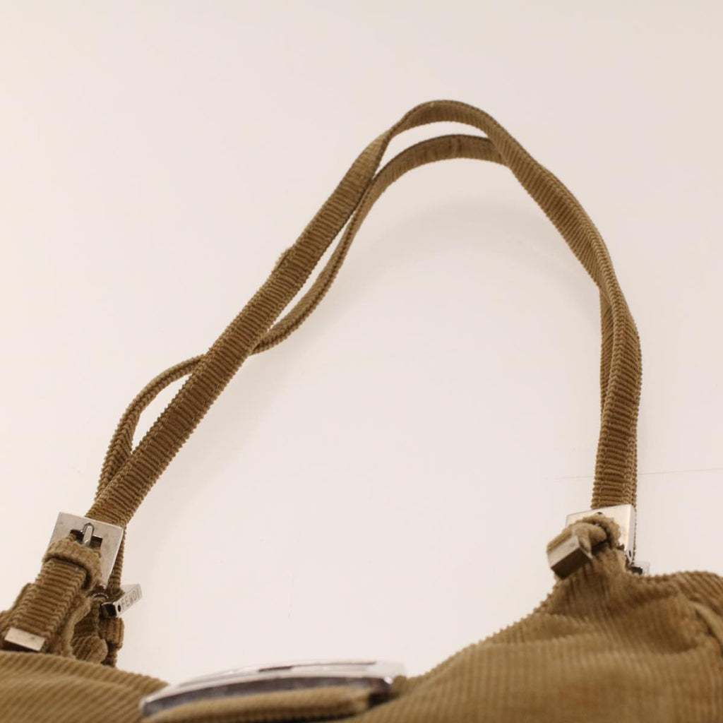 FENDI Shoulder Bag Corduroy Brown yk6963