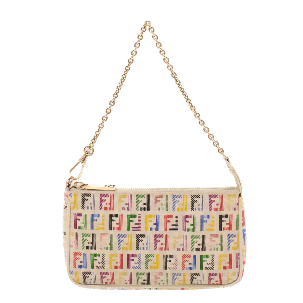 FENDI Zucchino Canvas Chain Accessory Pouch Multicolor yk6972