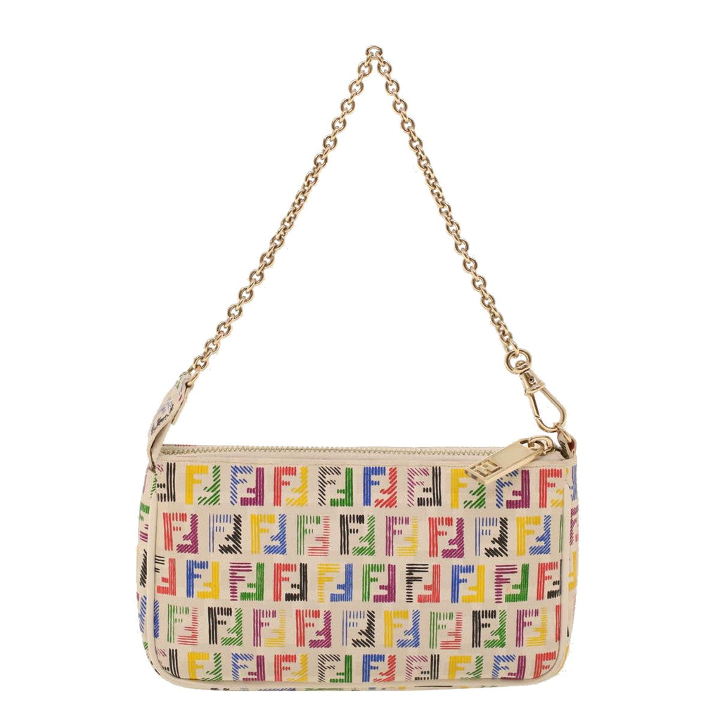 FENDI Zucchino Canvas Chain Accessory Pouch Multicolor yk6972