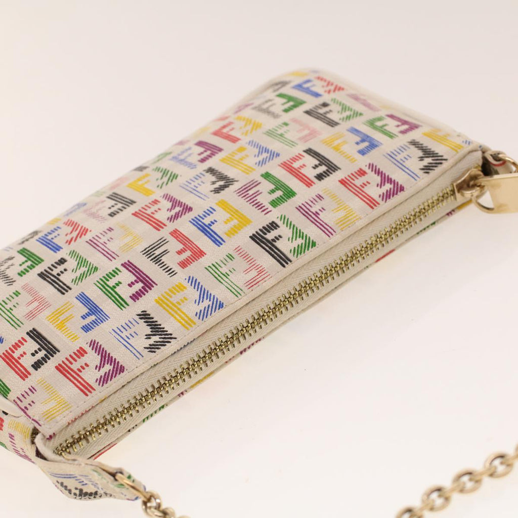 FENDI Zucchino Canvas Chain Accessory Pouch Multicolor yk6972