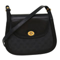 GUCCI GG Canvas Turn Lock Shoulder Bag Coated Canvas Black yk6991B