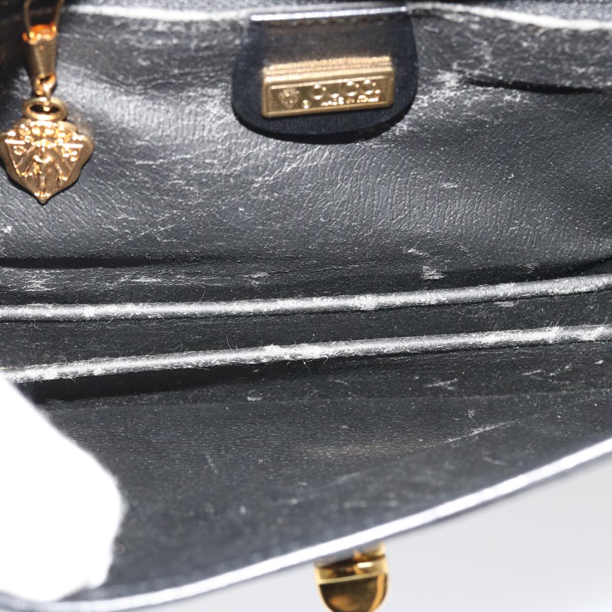 GUCCI GG Canvas Turn Lock Shoulder Bag Coated Canvas Black yk6991B