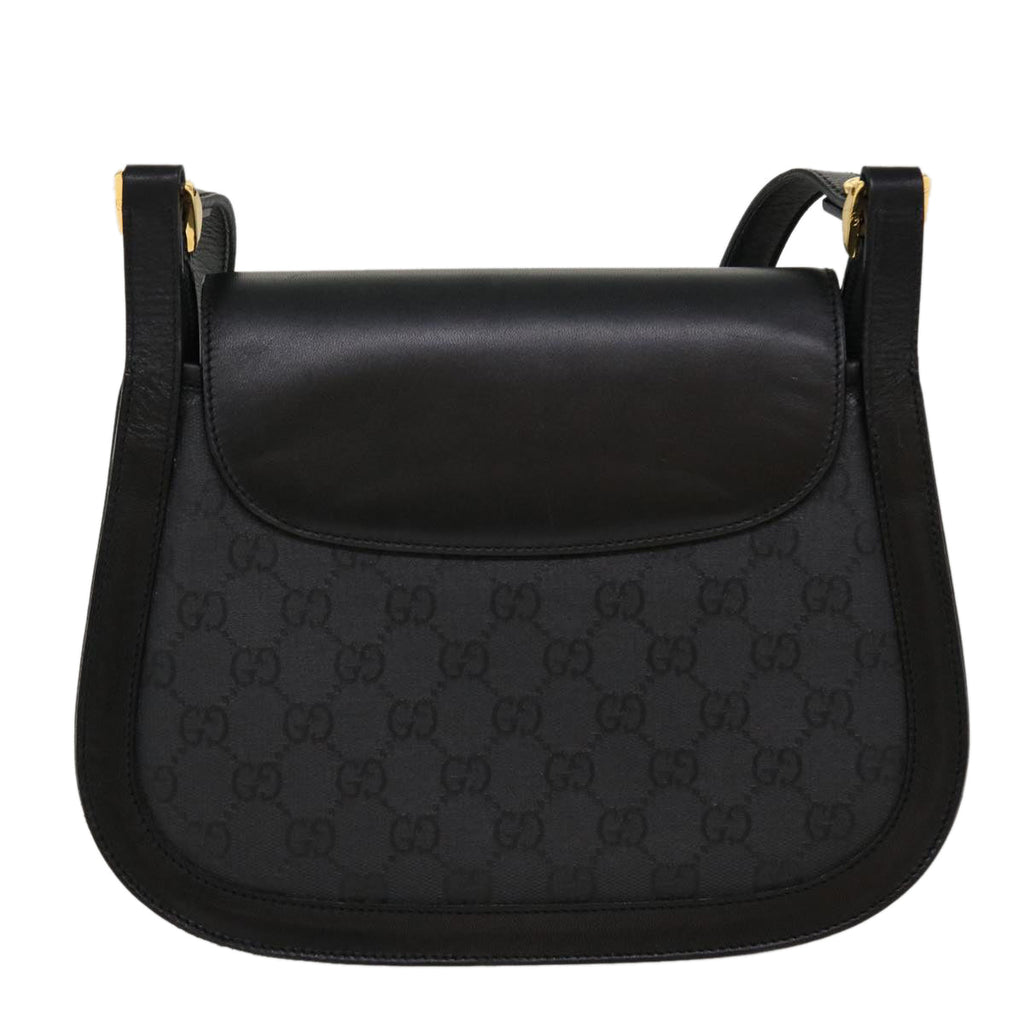 GUCCI GG Canvas Turn Lock Shoulder Bag Coated Canvas Black yk6991B