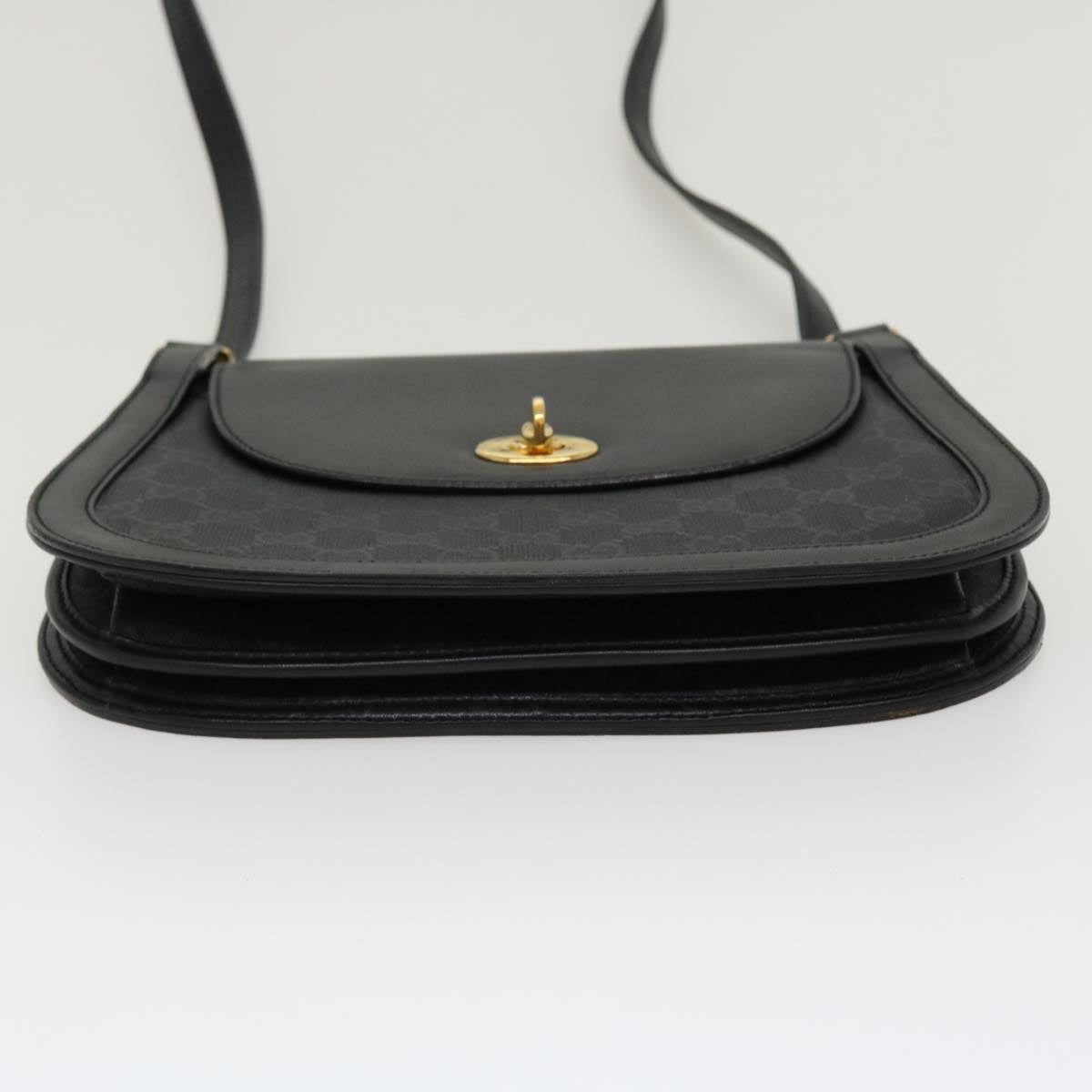 GUCCI GG Canvas Turn Lock Shoulder Bag Coated Canvas Black yk6991B
