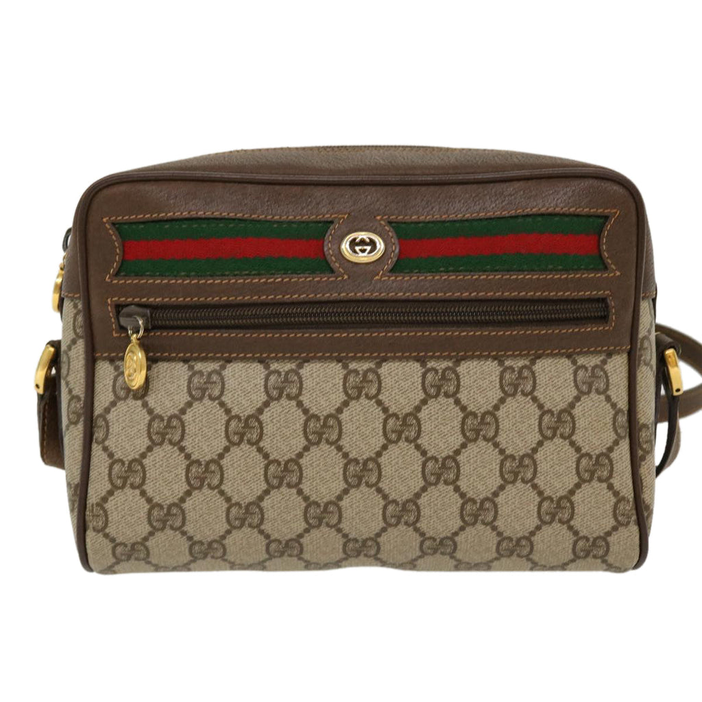 GUCCI GG Canvas Web Sherry Line Shoulder Bag Beige Red 56.02.087 yk6994B
