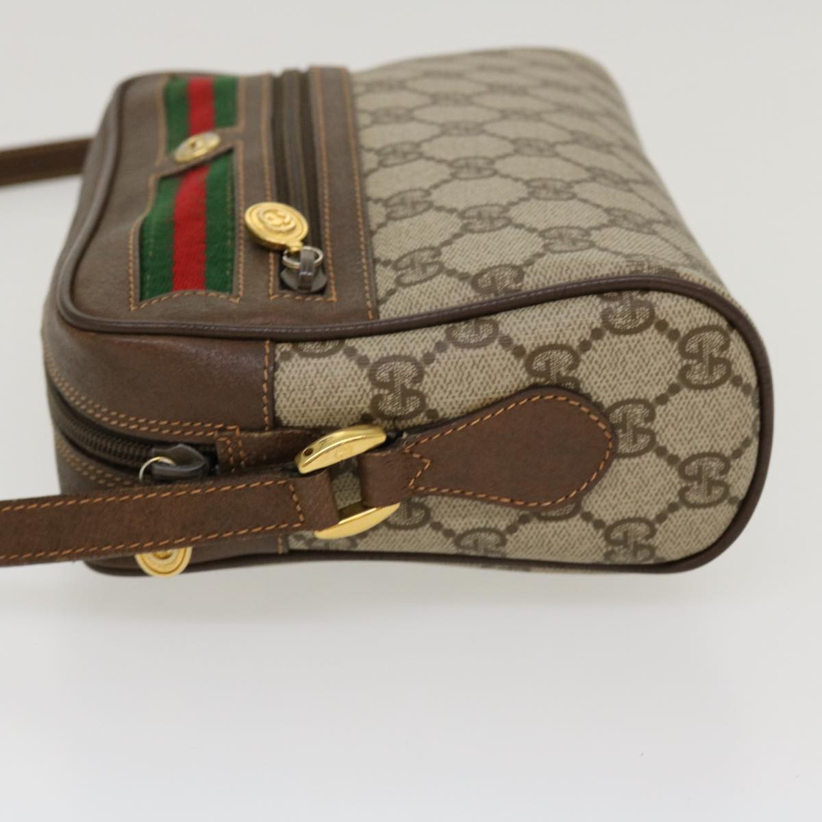 GUCCI GG Canvas Web Sherry Line Shoulder Bag Beige Red 56.02.087 yk6994B