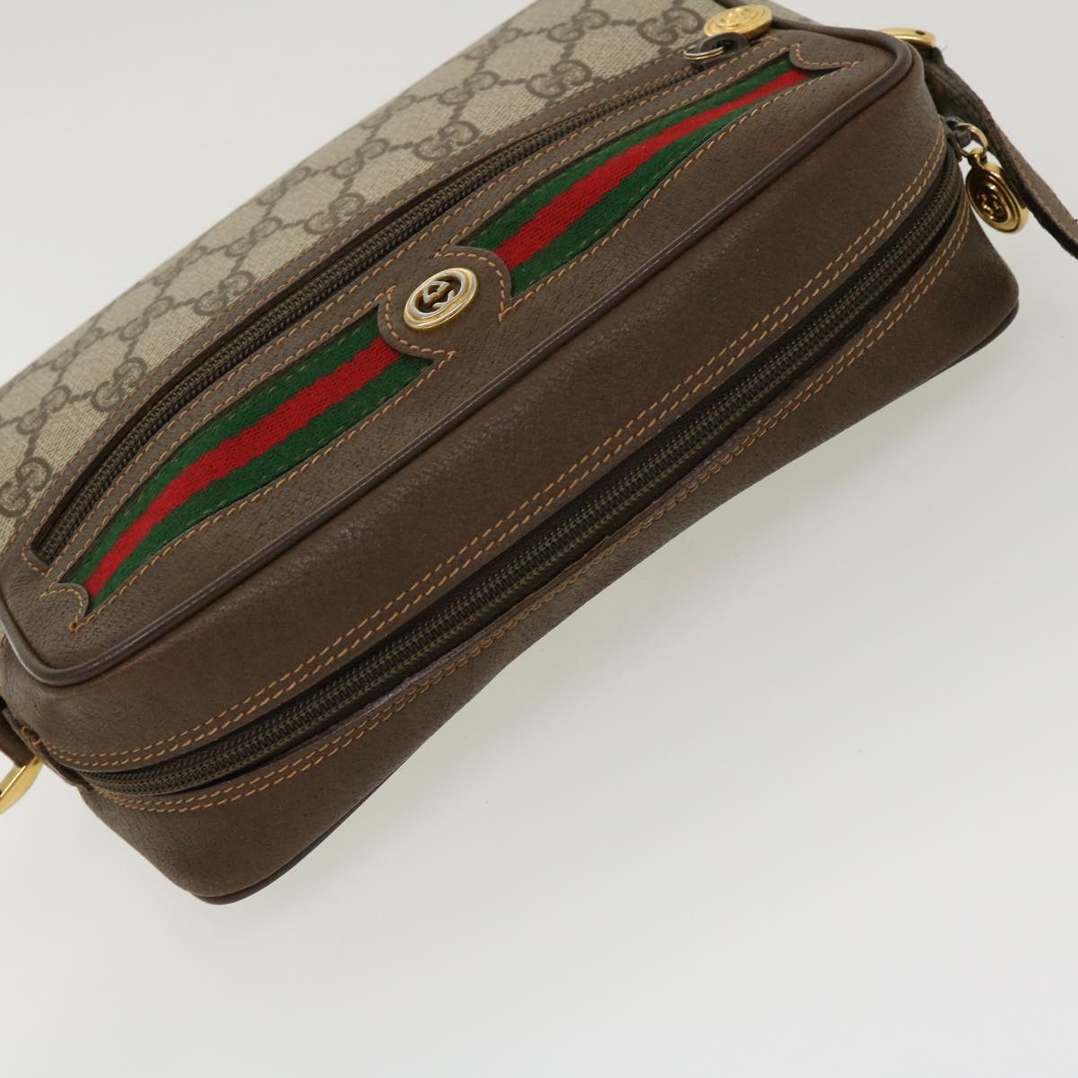 GUCCI GG Canvas Web Sherry Line Shoulder Bag Beige Red 56.02.087 yk6994B