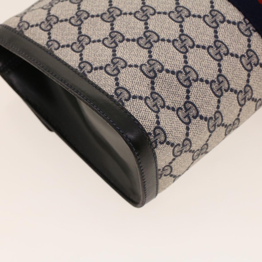 GUCCI GG Canvas Sherry Line Clutch Bag Gray Red Navy 67.014.3087 yk7005B