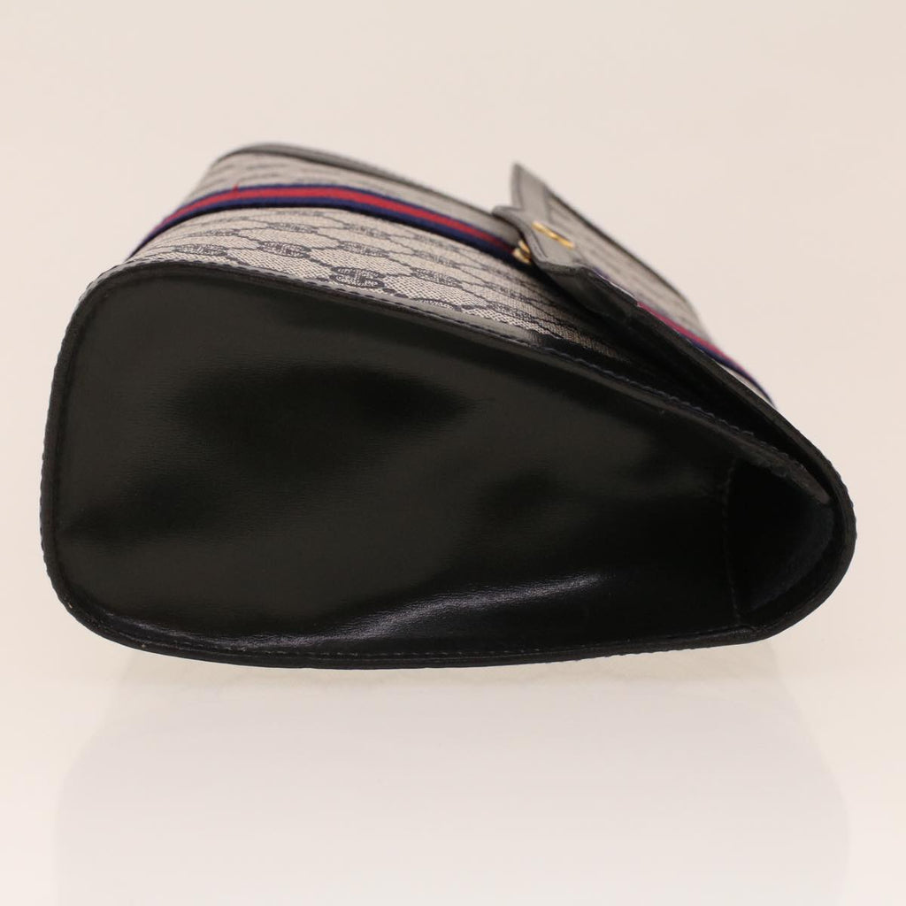 GUCCI GG Canvas Sherry Line Clutch Bag Gray Red Navy 67.014.3087 yk7005B