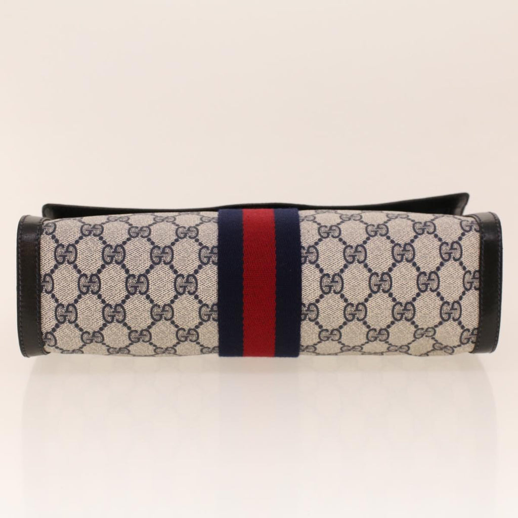 GUCCI GG Canvas Sherry Line Clutch Bag Gray Red Navy 67.014.3087 yk7005B