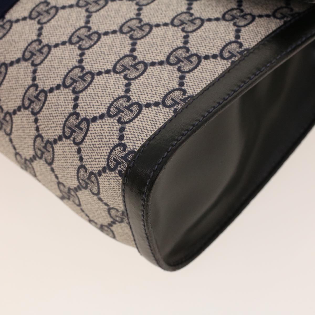 GUCCI GG Canvas Sherry Line Clutch Bag Gray Red Navy 67.014.3087 yk7005B