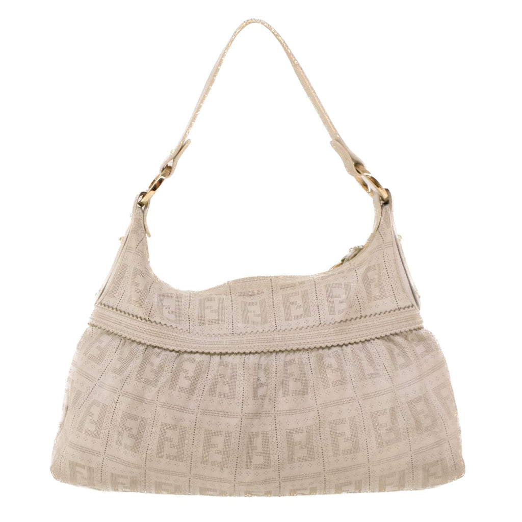 FENDI Punching Shoulder Bag Leather White 2241-8BR448-RM7-068 yk7008B