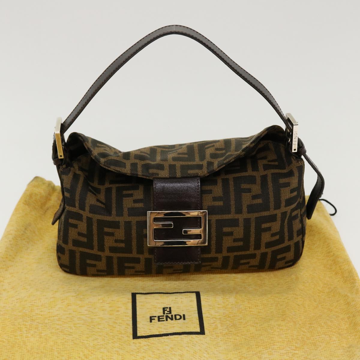 FENDI Zucca Canvas Mamma Baguette Shoulder Bag Brown 2305.26725.008 yk7016B