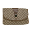 GUCCI GG Canvas Web Sherry Line Clutch Bag Beige Red 89.01.031 yk7021B