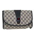 GUCCI GG Canvas Sherry Line Clutch Bag Gray Red Navy 014.122 yk7022B